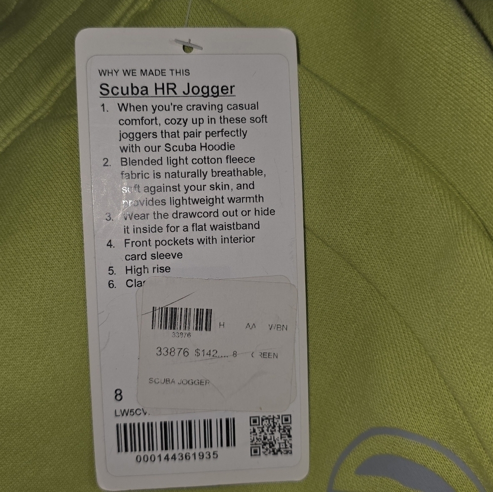 NWT Lululemon Size 8 Scuba High Rise Jogger Wasabi Green - Picture 5 of 5